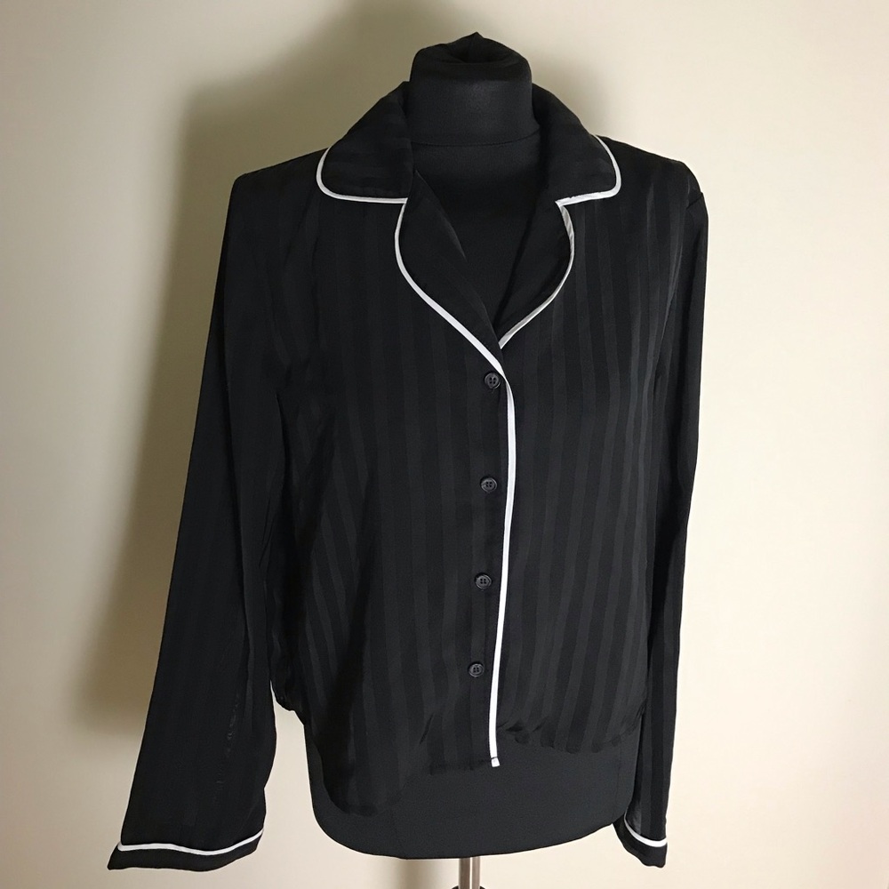 Lovers + Friends Black/White Pajama Blouse